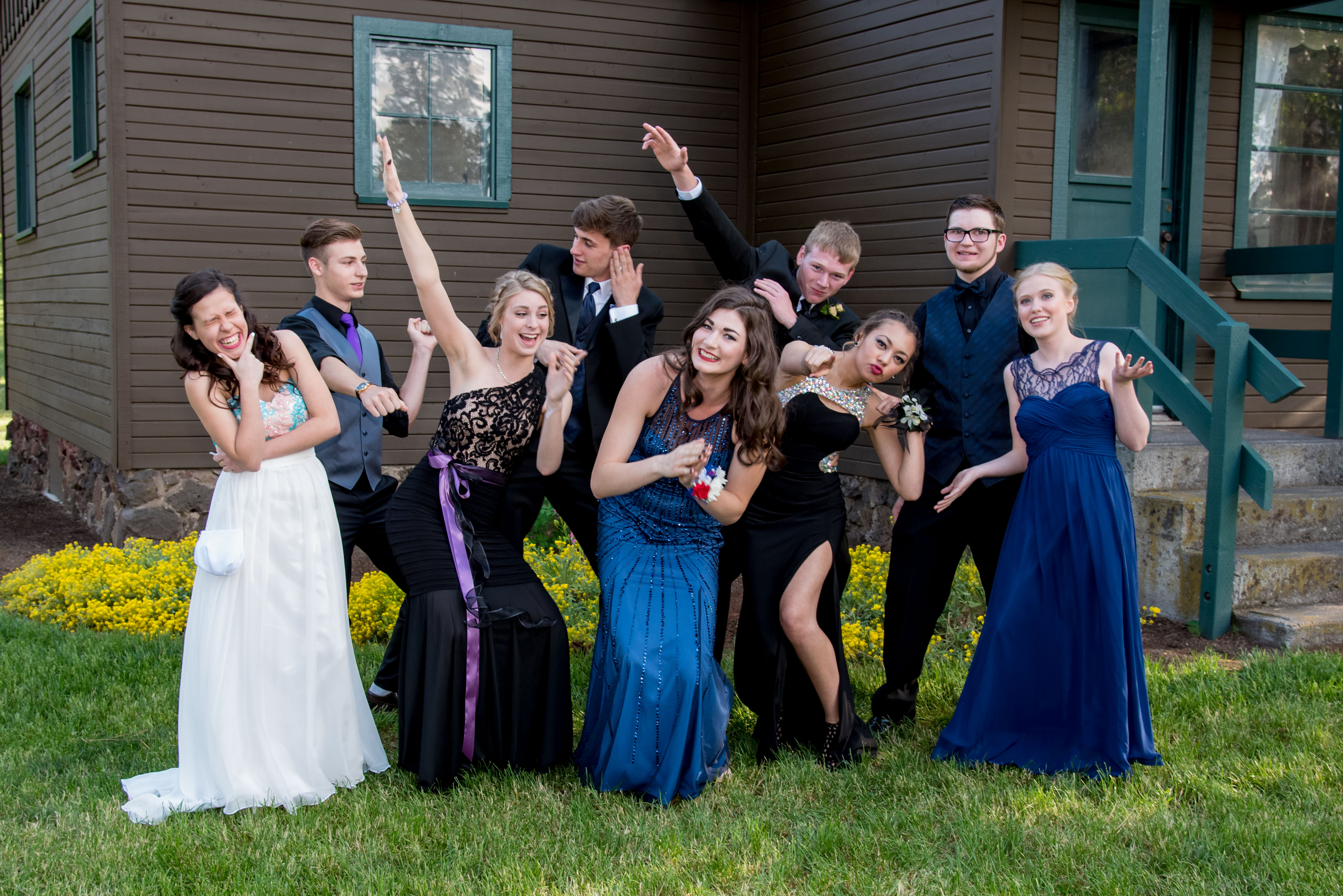 prom group having fun